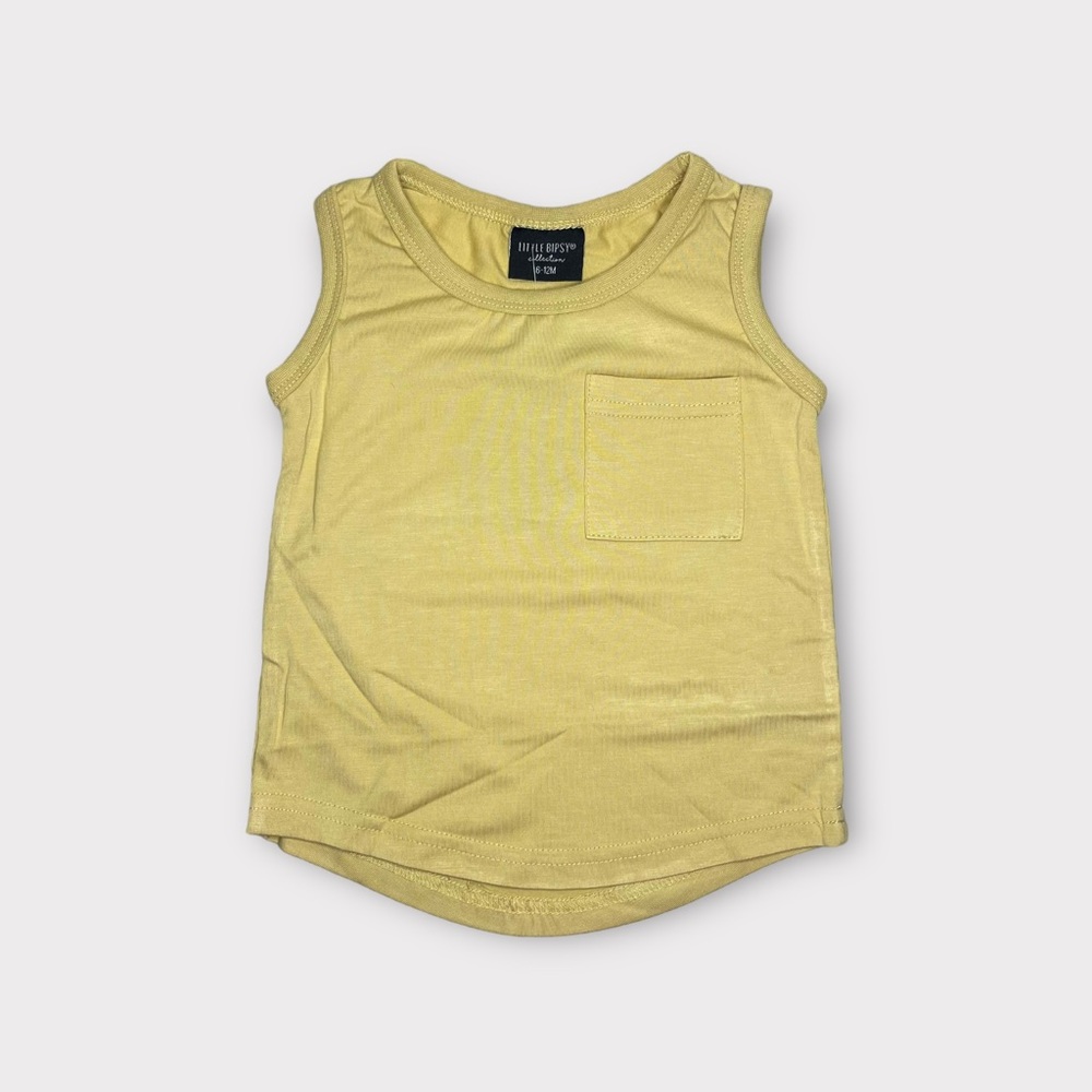 Little Bipsy Pale Yellow Pocket Tank Top